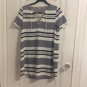 Express Black and White Striped Dress